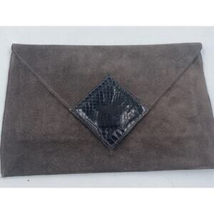 Vintage David Mehler By Dame Clutch, Snake Skin, Suede Brown 1980s